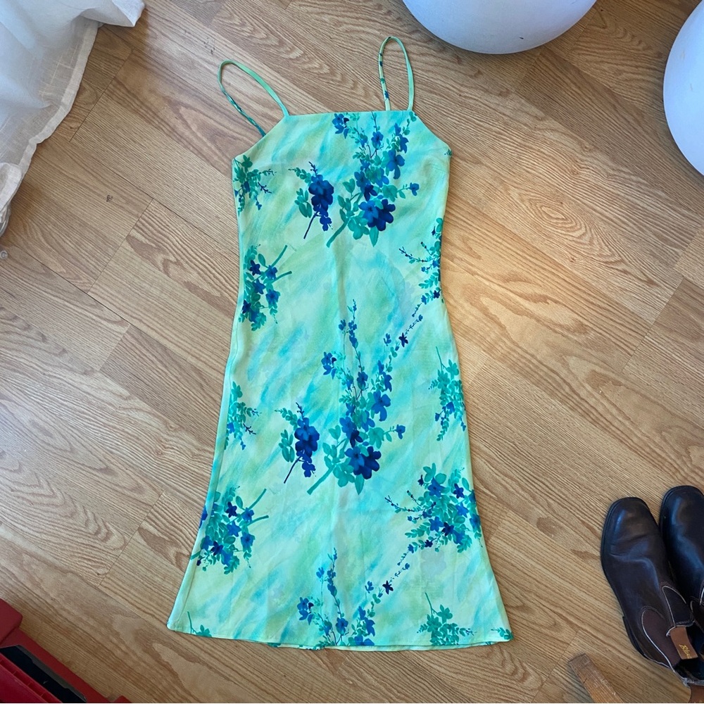 Vintage Charlotte Russe Floral Blue and Green Dress